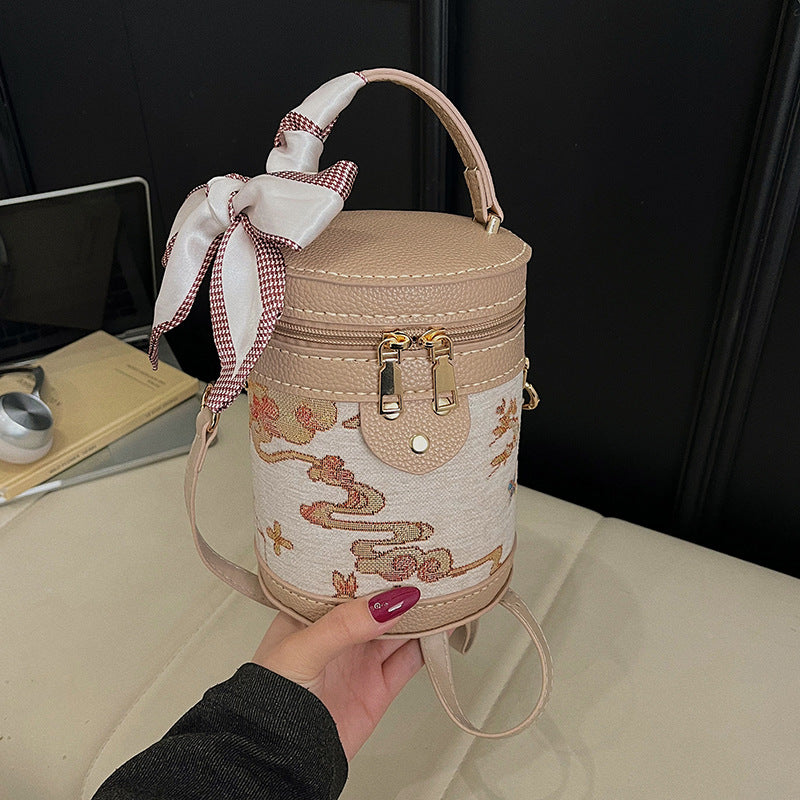 DIY Semi-Finished Bucket Bag Kit – Chinese-Style Silk Scarf Handbag