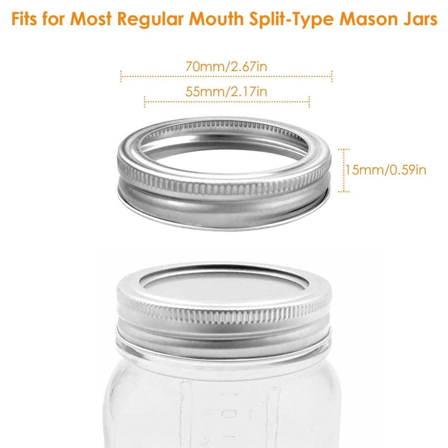 Split-Type Metal Mason Jar Lids for Canning - 100% Fit & Airtight for Jars
