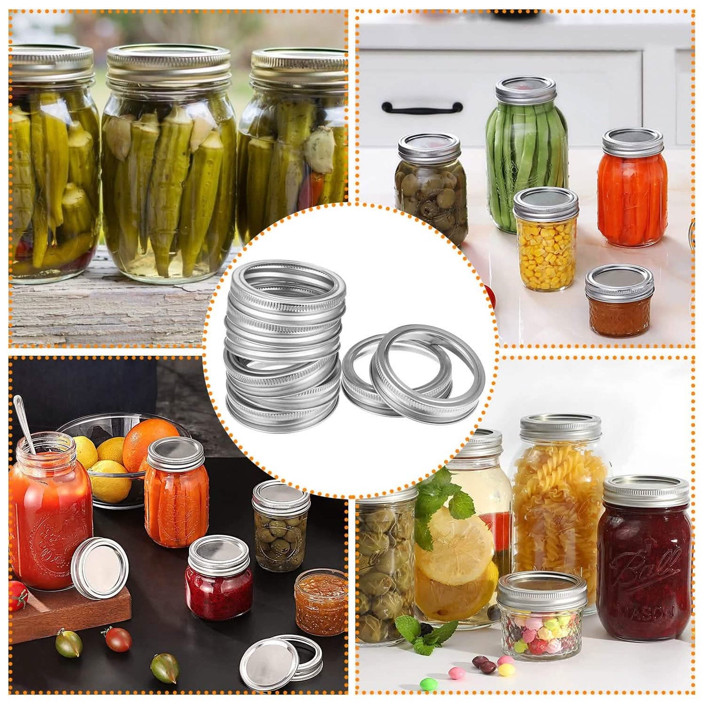 Split-Type Metal Mason Jar Lids for Canning - 100% Fit & Airtight for Jars