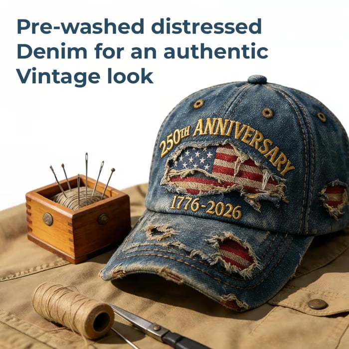 Handmade US 250th Anniversary Casual Embroidered Hat