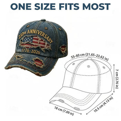 Handmade US 250th Anniversary Casual Embroidered Hat