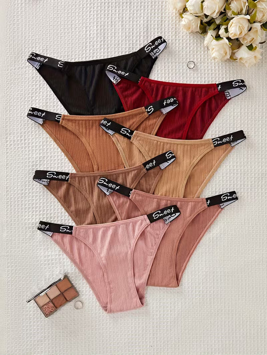 7-Pack Women'S Triangle Panties Sweet Print Casual Comfortable Striped Panties