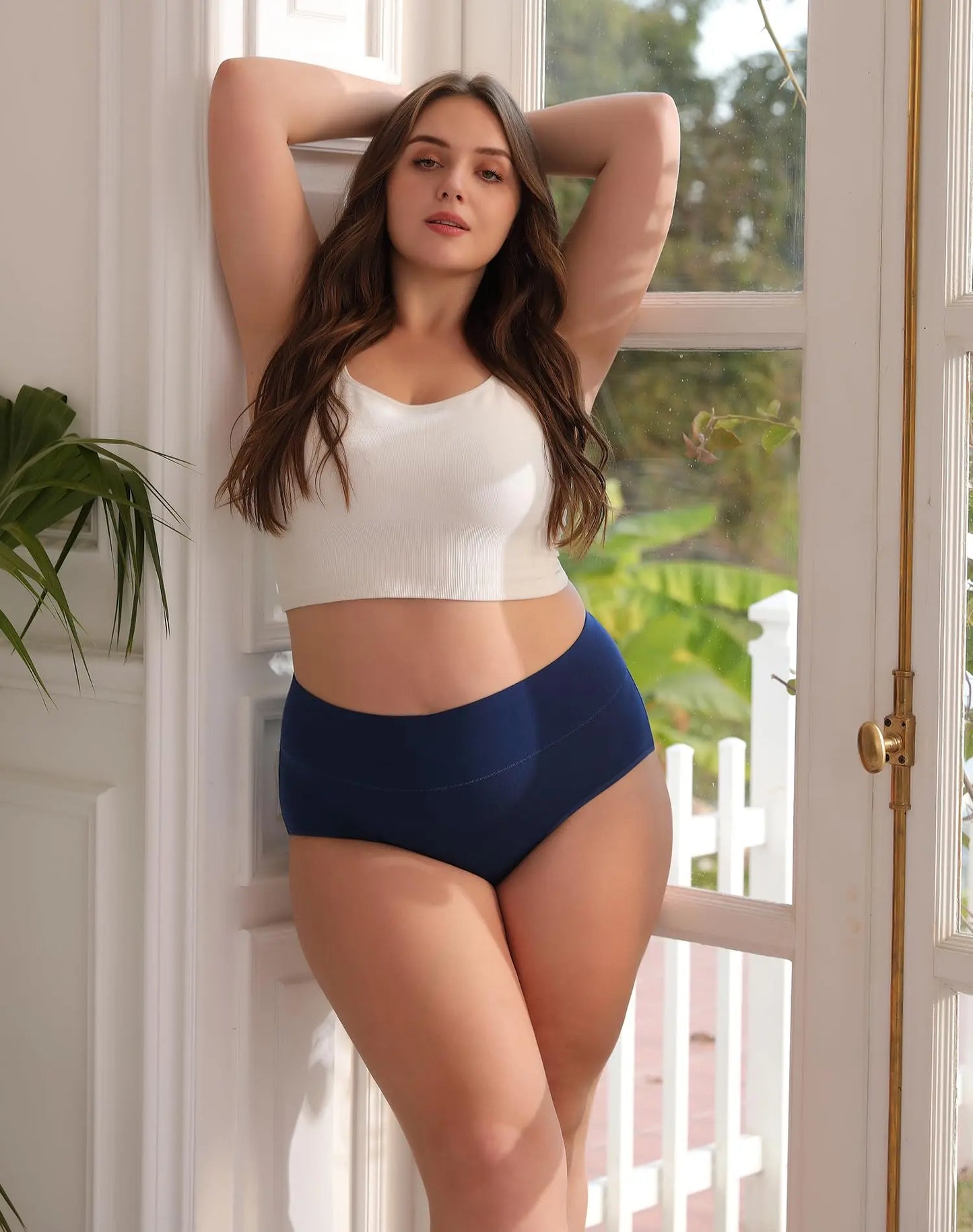 Women's Plus Size High Waisted Cotton Underwear 4-Pack