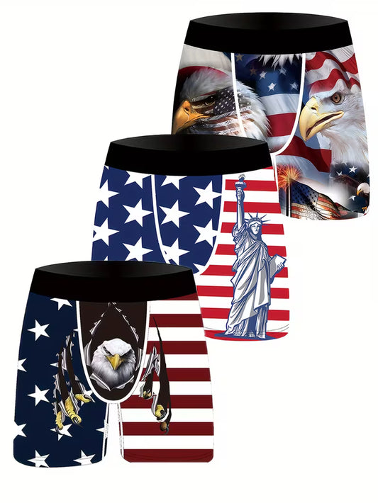 3pcs Cartoon Digital Print Men'S Underwear Knit