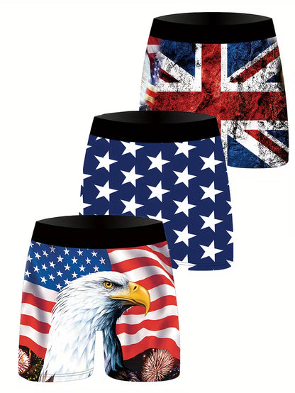 3pcs Cartoon Digital Print Men'S Underwear Knit