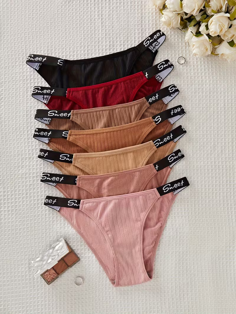 7-Pack Women'S Triangle Panties Sweet Print Casual Comfortable Striped Panties