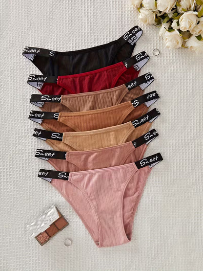 7-Pack Women'S Triangle Panties Sweet Print Casual Comfortable Striped Panties