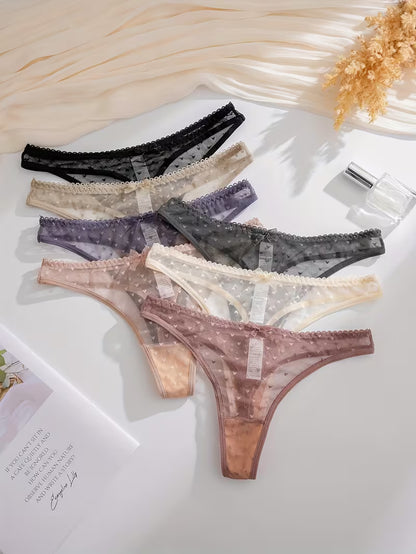 7-Pack Women'S Thong Underwear with Lace And Bow Details