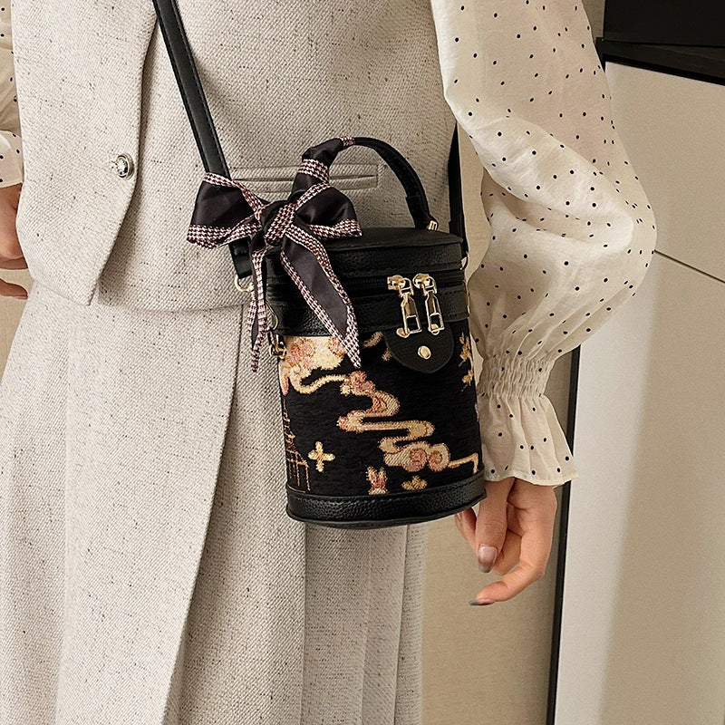 DIY Semi-Finished Bucket Bag Kit – Chinese-Style Silk Scarf Handbag