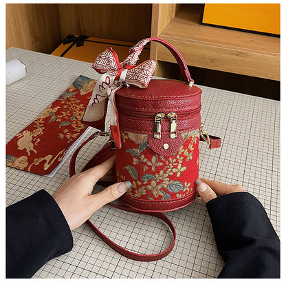 DIY Semi-Finished Bucket Bag Kit – Chinese-Style Silk Scarf Handbag