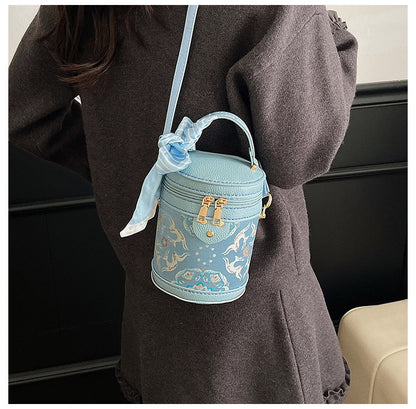 DIY Semi-Finished Bucket Bag Kit – Chinese-Style Silk Scarf Handbag