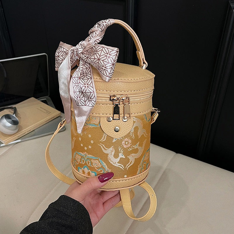 DIY Semi-Finished Bucket Bag Kit – Chinese-Style Silk Scarf Handbag