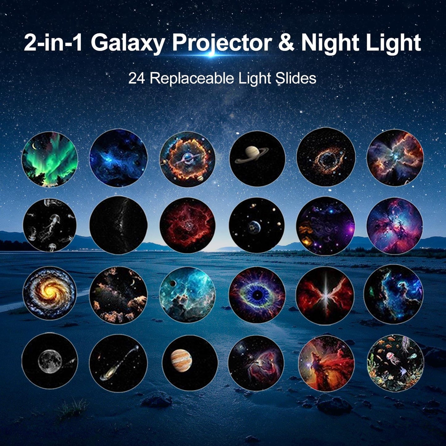 2026 New Hd Smart Dynamic  Holographic Night LightProjector, Plug and Play Hd Star Projector, 360° Adjustable HdGalaxy and Ocean Projector for Bedroom Ceiling (3 ProjectionFilms)