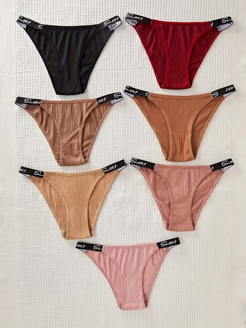 7-Pack Women'S Triangle Panties Sweet Print Casual Comfortable Striped Panties