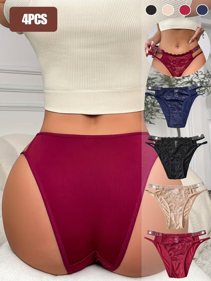 4-Piece Set of Sexy, Sparkling Rhinestone Panties