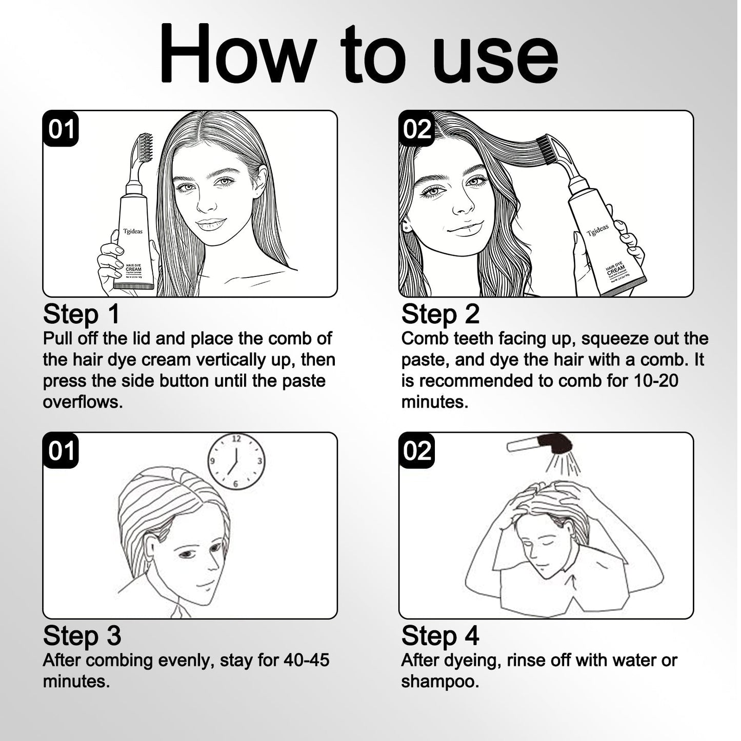 In Hair DyeCream for Gray Coverage -Natural Black & Dark Brown