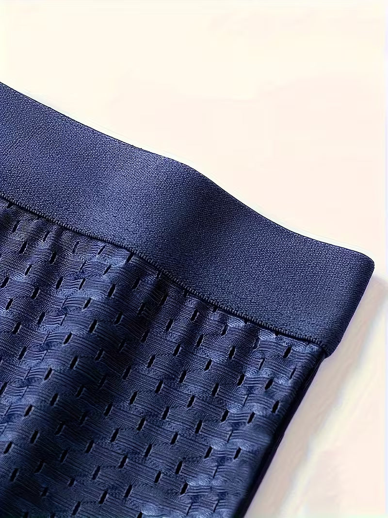 10pcs Men's Ice Silky Fiber Fabric Mesh Breathable Comfortable Stretchy Boxing Briefs