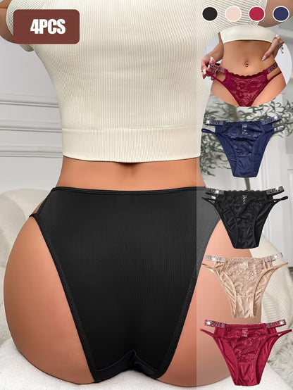 4-Piece Set of Sexy, Sparkling Rhinestone Panties