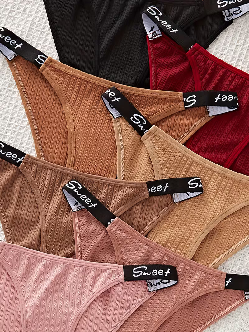 7-Pack Women'S Triangle Panties Sweet Print Casual Comfortable Striped Panties