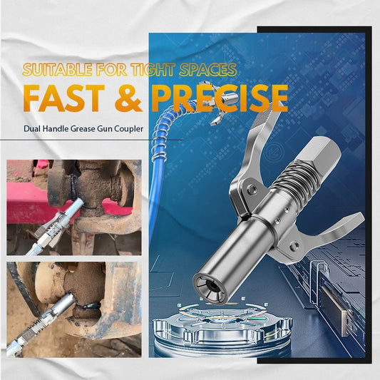 📢📢50% OFF!!⏰High-Pressure Dual-Handle Grease Coupler – Universal, Heavy-Duty & Leak-Proof Connection for Workshops⚙️