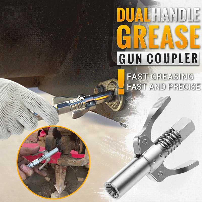 📢📢50% OFF!!⏰High-Pressure Dual-Handle Grease Coupler – Universal, Heavy-Duty & Leak-Proof Connection for Workshops⚙️