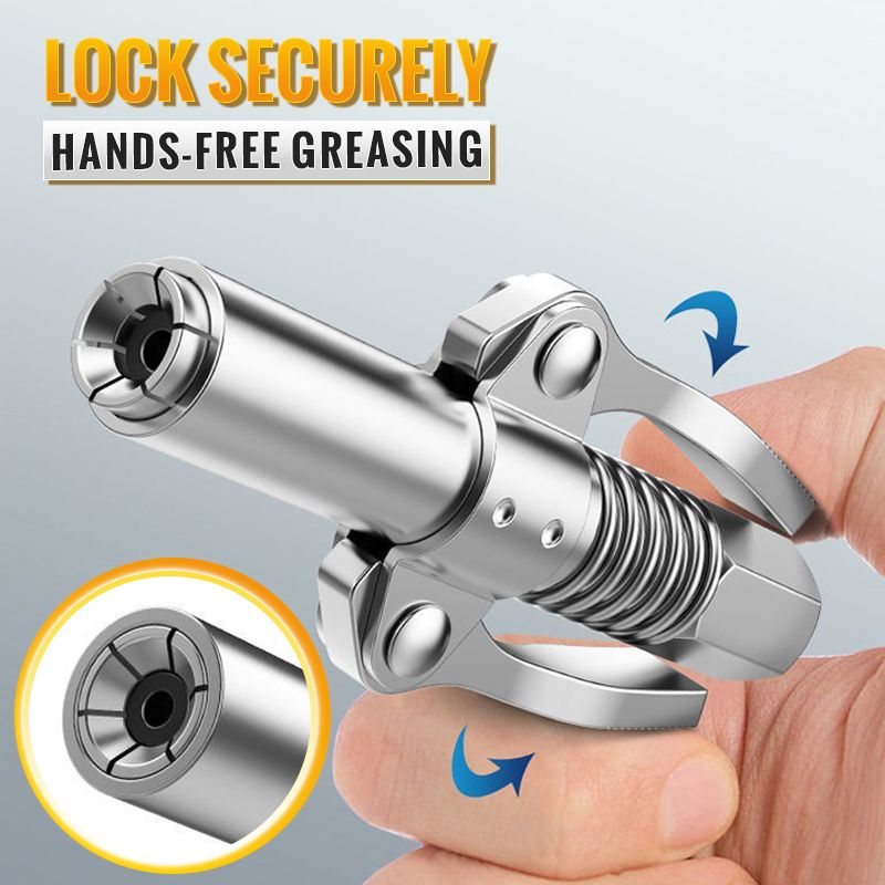 📢📢50% OFF!!⏰High-Pressure Dual-Handle Grease Coupler – Universal, Heavy-Duty & Leak-Proof Connection for Workshops⚙️