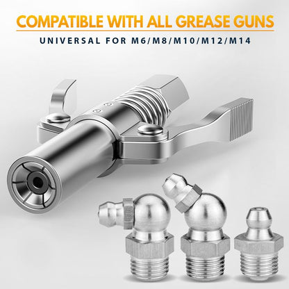 📢📢50% OFF!!⏰High-Pressure Dual-Handle Grease Coupler – Universal, Heavy-Duty & Leak-Proof Connection for Workshops⚙️